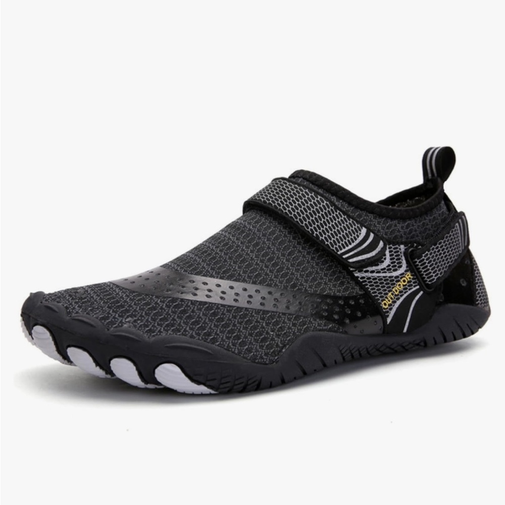 Brand New Men’s Size 11 (45) Black Gray Water Shoes with Hook-and-Loop Strap